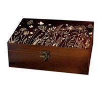 arricraft 1 boîte à Souvenirs en Bois Boîte de Tarot Rectangulaire en Pin avec Motif Gravé de Papillons et de Fleurs Sauvages pour Ranger Vos Bijoux et Votre Planche