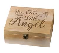 arricraft 1 boîte à Souvenirs en Bois Notre Petite Boîte à Souvenirs Décorative en Bois à Motif D'Ange avec Couvercles à Charnière pour Photos D'Anniversaire DVD Lettres Bijoux 24.5x19.5x10.3cm
