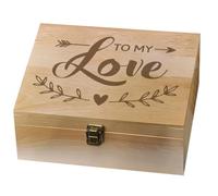 arricraft 1 boîte à Souvenirs en Bois Sur le Thème de L'Amour Boîte à Nœuds en Métal avec Couvercle à Charnière et Serrure Boîte de boite rangement bois de Rangement pour Photo Lettre Souvenir