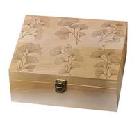 arricraft 1 Boîte de souvenir de mémoire en bois, boîte mémoire de feuille de gingko avec couvercles charnières poitrine de souvenir de ginkgo pour stockage de souvenirs d'anniversaire 9.6x7.6x4inch