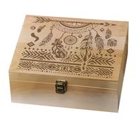 arricraft 1 boite rangement bois en Bois Boîte à Souvenirs avec Couvercles à Charnières Motifs Ethniques Attrape Rêves Flèches Coffre à Souvenirs pour le Stockage de Lettres et D'Images