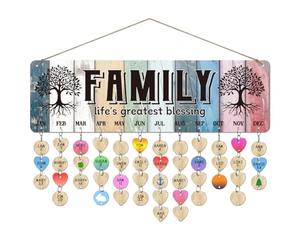 arricraft 1 ensemble de Calendrier de Rappel D'Anniversaire de Famille en Bois Tableau de Mots de la Plus Bénédiction de la Vie avec Étiquettes Bricolage Traqueur D'Anniversaire