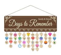 arricraft 1 ensemble de Plaques de Rappel D'Anniversaire en Bois calendrier anniversaire Mural de Célébrations « Days To Remember » avec 100 étiquette pour la Famille et les Amis 4.7x15.7 Cm