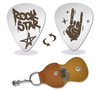 arricraft 1 médiator Médiator de Guitare Aciers Inoxydables, Rock Star et Gesture Plectres de Guitare en Métal avec Support, Médiator de Basse, Cadeaux Musicaux pour Musicien, Guitariste