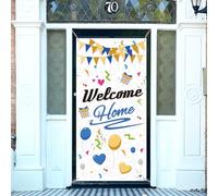 arricraft 1 Pc Accueil de bienvenue couverture de porte à thème, arrière-plan de bannière de fête de la maison pour la décoration du porche du mur de la fête 35,4x72,8 pouces
