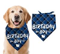 arricraft 1 pc Anniversaire thème Chien Bandana, Anniversaire garçon Mots Triangle réglable Confortable Pet Bibs Lavable écharpe en Coton Foulard pour Grand Chien 78x39cm (30.7x15.35 Pouces)