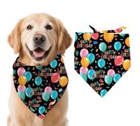 arricraft 1 pc Anniversaire thème Chien Bandana, Ballon Bon Anniversaire Triangle réglable Confortable Pet Bibs Lavable écharpe en Coton Foulard pour Grand Chien 78x39cm (30.7x15.35 Pouces)