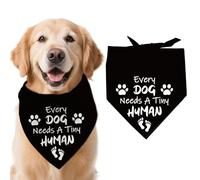 arricraft 1 PC Bandana de Chien Noir, Chaque Chien a Besoin d'un Minuscule Triangle Humain réglable Pet Bibs écharpe de Coton Lavable Foulard 78x39cm (30.7x15.35 Pouces)