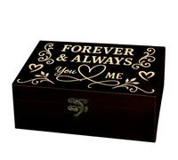 arricraft 1 PC Boîte de souvenir en bois, cœur d'amour pour toujours et toujours boîte de mémoire avec couvercles articulés Infini pour le stockage de anniversaire de mariage (9.45x5.51x3.54 pouces)