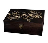 arricraft 1 PC Boîte de stockage de souvenir en bois, Magnolia Branch Pattern Rectangle Pin Tarot Card Memory Box pour le stockage de bijoux d'anniversaire 24x14x9cm (9.45x5.51x3.54 pouces)