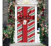arricraft 1 Pc couverture de porte de fête à thème de Noël, super boîte-cadeau de avec des flocons de neige et des cloches arrière-plan de porte de fête de Noël 35.4x72.8 pouces