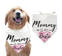 Arricraft 1 Pc Mommy is My Bestie Dog Bandana Foulard en Forme de Cœur et de Flèche pour Animaux de Compagnie Bavoirs Triangulaires Réglables Mouchoir en Coton Lavable Accessoires