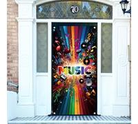 arricraft 1 PC Musique abstraite Couverture de porte en polyester, Graffiti coloré Notes de musique Fond Bannière Porte Porch Signe Photographie Fond pour l'école Porch Home Decor