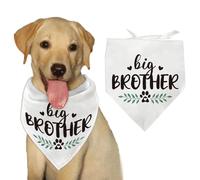 arricraft 1 Pc Pet Dog Bandana, Bandana Triangle en Coton Blanc pour Animaux de Compagnie Mots Big Brother Plante Lavable Chiot Chat Écharpe Bavoirs Accessoires pour Chiens et Chats