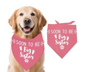 arricraft 1 pêche Non Blanchi Coton réglable Triangle Bandana Chien, Soeur thème promu comme Soeur Pet Dog Bandage pour Chien Sexe révéler Photo Prop 55x55x78cm