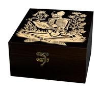 arricraft 1 Pièce Carré Boîte de Souvenirs en Bois, Squelette de Lecture | 12x12x6cm Boîte Décorative Organisateur de Bijoux Caisse en Bois Gravée Mémoire avec Couvercles Serrure de Ranger Rangement