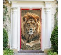 arricraft 1 pièce Couverture de porte en polyester Lions Welcome Front, bannière de fond Kings Lion, enseigne de porche, fond photographique pour la décoration intérieure du porche