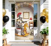 arricraft 1 pièce Housse de Porte en Polyester Amusante, 72,83" x35,43, Décor de Salle des Chevaliers, Toile d'arrière-Plan pour Porte, Entrée, de Photographie pour fêtes et décoration intérieure