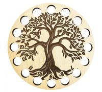 arricraft 1 Règles de Jauge à Tricoter en Bois, Arbre de Vie 16 positions, Plaque D'Enroulement de Fil Rond, Thème de Vie, Support de Couture en Bois pour Bricolage, Stockage