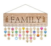 arricraft 1 tableau de Calendrier de Rappel D'Anniversaire de Famille en Bois Calendrier Mural pour Anniversaires et Célébrations de Famille avec 100 étiquette Cadeaux D'Anniversaire pour Père Mère