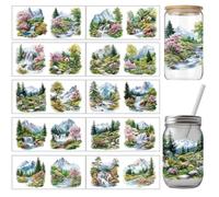 arricraft 10 autocollant de Transfert en PVC à Motif de Cascade Forestière Autocollant de Tasse Imperméable UV de Paysage de Fleurs Colorées pour la Décoration de Fenêtre de Verres de 16 oz