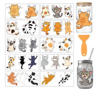arricraft 10 feuille de papier transfert UV pour tasse avec motifs aux pelages différents chats grimpant aux murs et chats tombant pour verre de 16 oz (9,5 x 4,3 pouces)