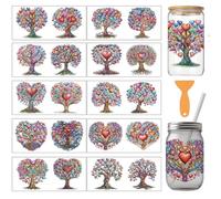 arricraft 10 feuilles arbre d'amour thème tasse impression UV transfert papier, 10 arbres de vie coloré coeur PVC DIY autocollant de transfert thermique pour verre 16 oz
