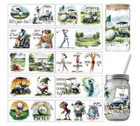 arricraft 10 Pcs Sport Thème PVC Cup Impression Transfer Sticker, Golf et Golf Club Pattern UV Waterproof Cup Sticker Kit pour 16 oz Lunettes Impression Décoration