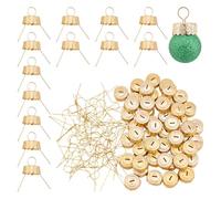 arricraft 100 Ensemble de Capuchons Ronds pour Décorations de Noël Bouchons de Remplacement pour Ornements de Noël en Aluminium Doré Capuchons Amovibles en Métal pour Suspensions en Verre Porcelaine