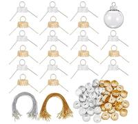 arricraft 100 Ensembles de Casquettes Rondes D'Ornement de Noël, 2 Couleurs en Aluminium de Remplacement de Noël Ornement Caps Amovible Métal Cintres Caps pour Verre Porcelaine