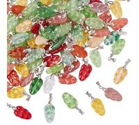 arricraft 100pcs feuilles Gradient couleur verre laqué grillé pendentif, couleur mixte tchèque lampe verre cristal feuille pendentif pour bricolage bracelet bijoux fabrication