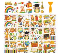 arricraft 12 feuille de Transferts pour la Rentrée Scolaire pour L'Artisanat 12 Styles Campus Thème Autocollants PVC Autocollants pour École Maison Mur Verre Tableau Noir Décorations