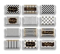 arricraft 120 mini Emballage de Barre Chocolatée « Thanks » Étiquettes Autocollantes « Merci » en Feuille D'Or Noir et Blanc pour Barres de Chocolat pour Mariage Baby Shower Fête D'Anniversaire