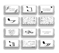 arricraft 120 pcs Emballages de candy bar en Forme de Notes de Musique Mini Emballages de Barres Chocolatées Étiquettes Autocollantes pour Invités Cadeaux de Fête à Thème de Concert (Sans Bonbons)