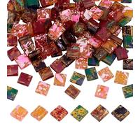 arricraft 120 pcs Perles de Rocaille en Verre Antiques à 2 trous, Perles Tila Craquelées 6 couleurs, Perles Carrées Plates Transparentes, Perles D'Espacement à 2 trous, Perles de Verre