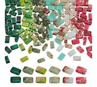 arricraft 120 Pièces Perles de Pierres Précieuses Mélangées Half Tila | 0.2"x0.1" 6 Styles Mini Perles Rectangulaires en Pierre Naturelle Synthétique Perle de Rocaille 2 Trous Fabrication de Bijoux