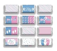 arricraft 120 stickers barre de candy bar, Blue & Pink foot Chocolate label autocollants Mini barre de bonbons emballage sexe révéler les préférences de fête saupoudrer décoration d'anniversaire