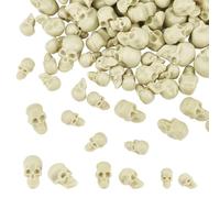 arricraft 140 mini Têtes de Mort en Plastique 3 tailles, Figurines de Squelette D'Halloween, Crânes Miniatures, Remplissage de Vase, Décorations de Table, Tête Humaine, Os, Artisanat de Fête