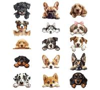 arricraft 15 pièces patch autocollant bronzage, 15 catégories chien motif bronzage autocollant animaux Transfert thermique autocollant vêtements sac à dos couverture
