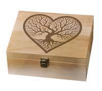 arricraft 1Pc Boîte de Souvenirs en Bois Coffret Baptême, Amour et Arbre | 24.5x19.5x10.3cm Boîte Décorative Organisateur Bijoux Caisse en Bois Gravée Mémoire avec Couvercles Serrure Ranger Rangement
