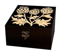arricraft 1pc Carré Boîte de Souvenirs en Bois Chardons avec Tiges Feuilles
