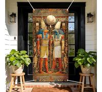 arricraft 1pc de Revêtement de Porte en Polyester à Thème Égyptien Antique 72.83"X35.43" Fond Décoratif à Motif de Fresques Égyptiennes pour Porte Porche Ou Maison Accessoires