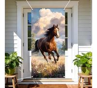 arricraft 1pc Fast Horse Polyester Door Cover, 72.83 "x35.43" Prairie Forest Pattern Background Banner Door Porch Sign Photography Background pour la décoration de la maison de fête