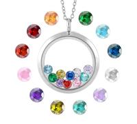 arricraft 1pc Pendentif Rond Flottant DIY Collier de Mémoire Flottant de Couleur Argent avec Zircone Cubique en Forme de Cœur et Ronde pour Femme Collier de Mémoire D'Amitié Nostalgique
