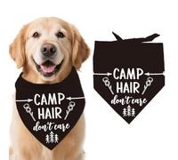 arricraft 1pc Pet Dog Bandana, 21.7" x21.7" x30.7" Camp Hair Don't Care Words Pattern Coton Triangle Réglable Pet's Bandana Bibs Imprimé Chef pour Les Grands Chiens et Animaux de Compagnie