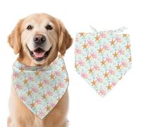 arricraft 1pc Pet Dog Bandana, 21.7 "x21.7" x30.7" Starfish Shell répété Motif réglable Coton Triangle Bandana Pet's écharpe Lavable Bibs pour Grands Chiens Animaux de Compagnie