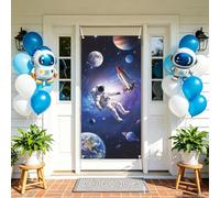 arricraft 1Pc Polyester Bannière Housse de Porte, Motif de Voyage Spatial | 185x90cm Couverture Porte Toile de Fond Anniversaire Entrée Accessoires de Décor Intérieure Porche Arrière Plan Photo de Fête