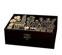 arricraft 1pc Rectangulaire Boîte de Souvenirs en Bois, Cactus Monstera