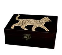 arricraft 1pc Rectangulaire Boîte de Souvenirs en Bois, Chat à Motifs | 24x14x9cm Boîte Décorative Organisateur de Bijoux Caisse en Bois Gravée Mémoire avec Couvercles Serrure de Ranger Rangement