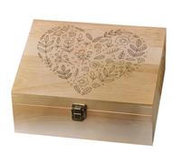 arricraft 1Pc Rectangulaire Boîte de Souvenirs en Bois Forme D'amour Plante | 24.5x19.5x10.3cm Boîte Décorative Organisateur Bijoux Caisse en Bois Gravée Mémoire avec Couvercles Serrure Ranger Rangement